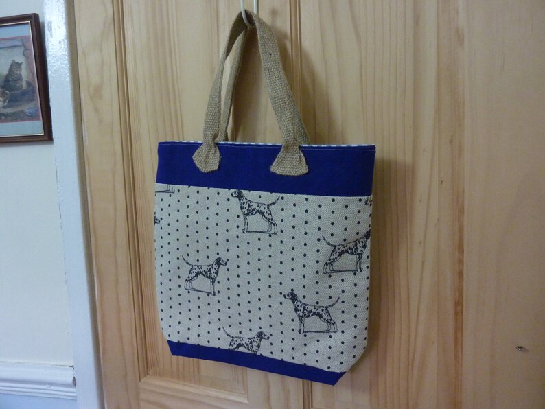 Gorgeous Dalmation spotty dog shopper made with Emily Bond Dalmation fabric