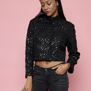 Glitter crop jacket clearance