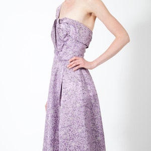 1950s Shimmering Lilac One-Shoulder Ballgown image 1