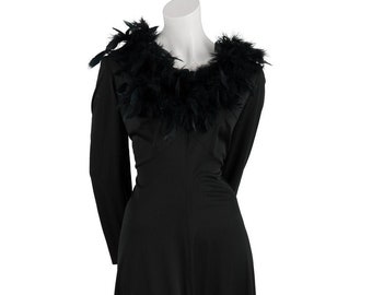 1960s Maxi Dress with Feather Trim