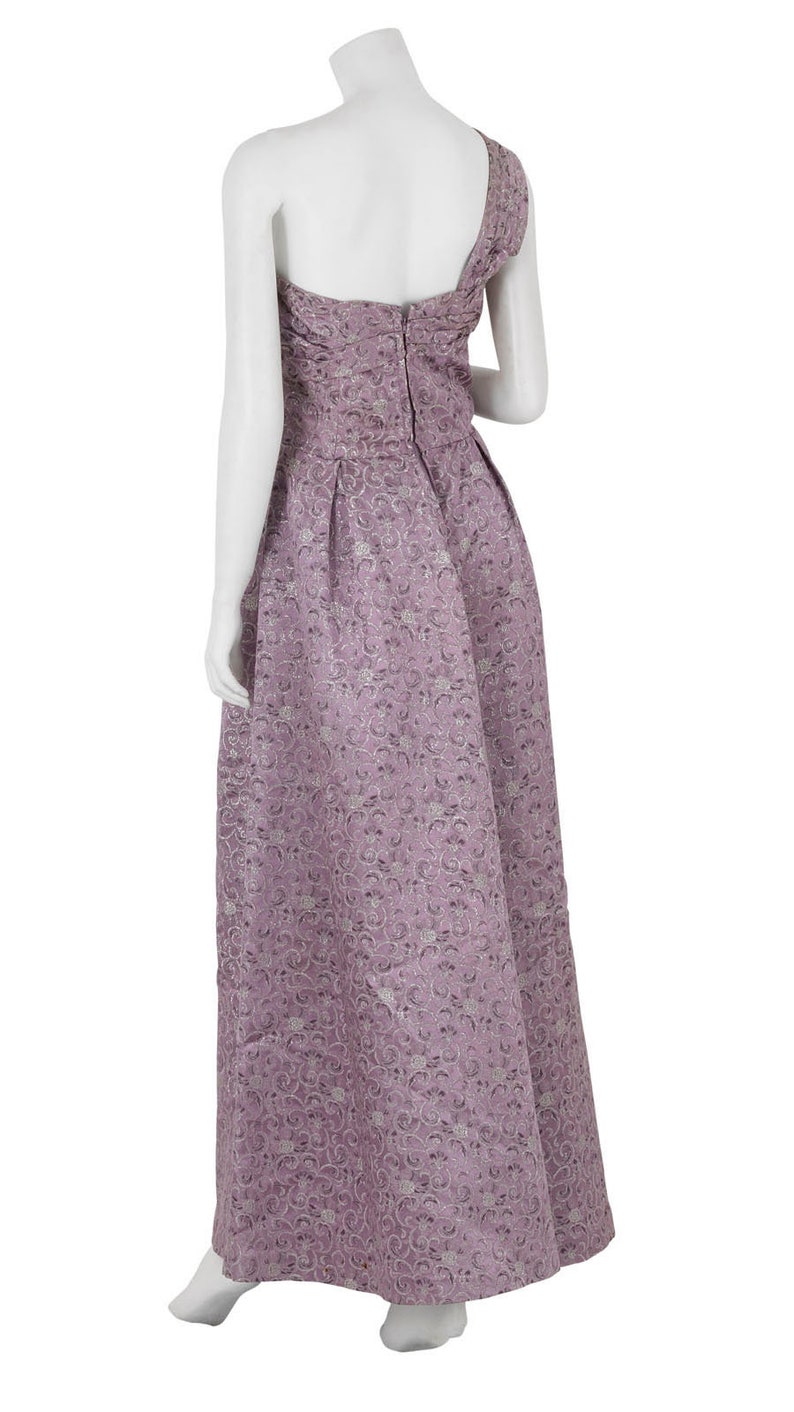 1950s Shimmering Lilac One-Shoulder Ballgown image 3