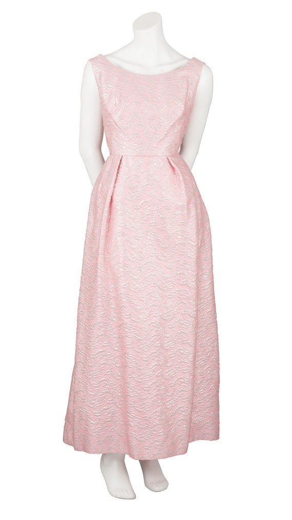 Metallic 1960s Ball Gown in Pink & Silver Texture… - image 6