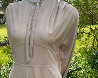 Original 1970er Jahre TOPSHOP Creme Maxi Kleid