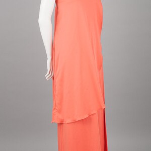 1970s Coral One-Shoulder Maxi Dress Size L image 3