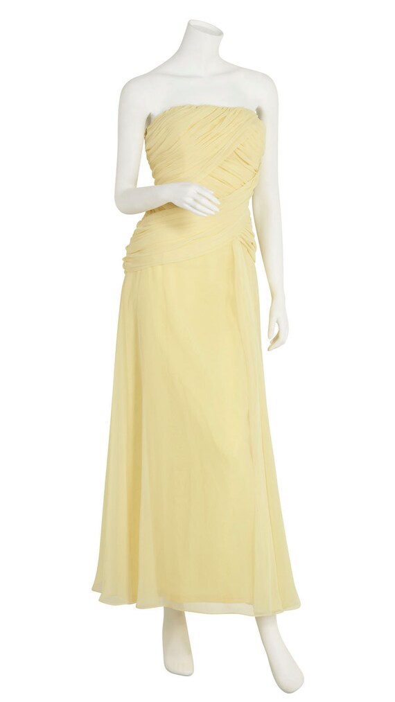 Vintage yellow strapless dress