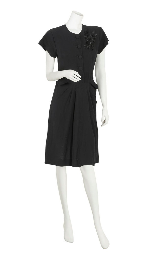 Femme Fatale 1940s Black Cocktail Dress With Sequi