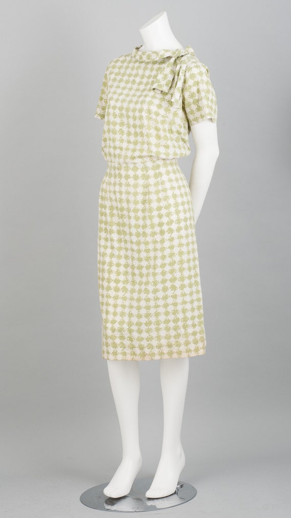 1960s Pale Green Houndstooth Check Dress - image 4