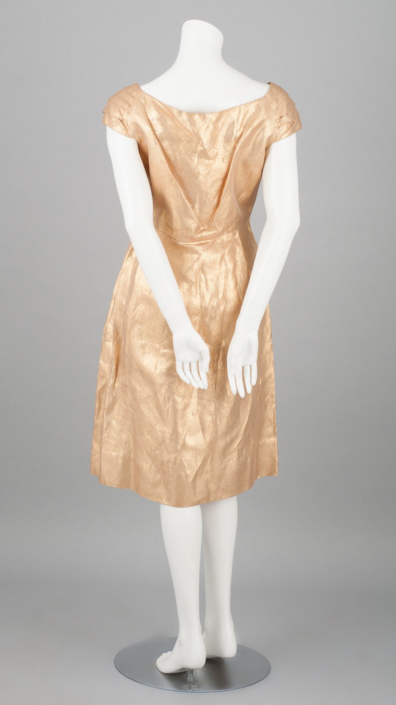 Metallic 1960s Cocktail Off-The-Shoulder Cocktail Dress image 5