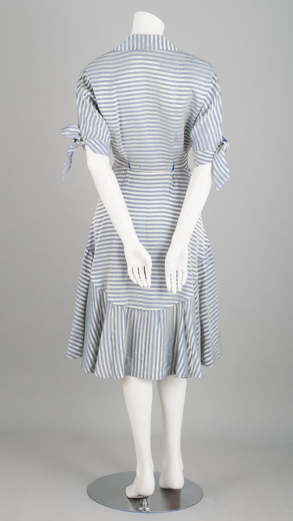 Luscious 1940s Striped Satin Dress - image 4