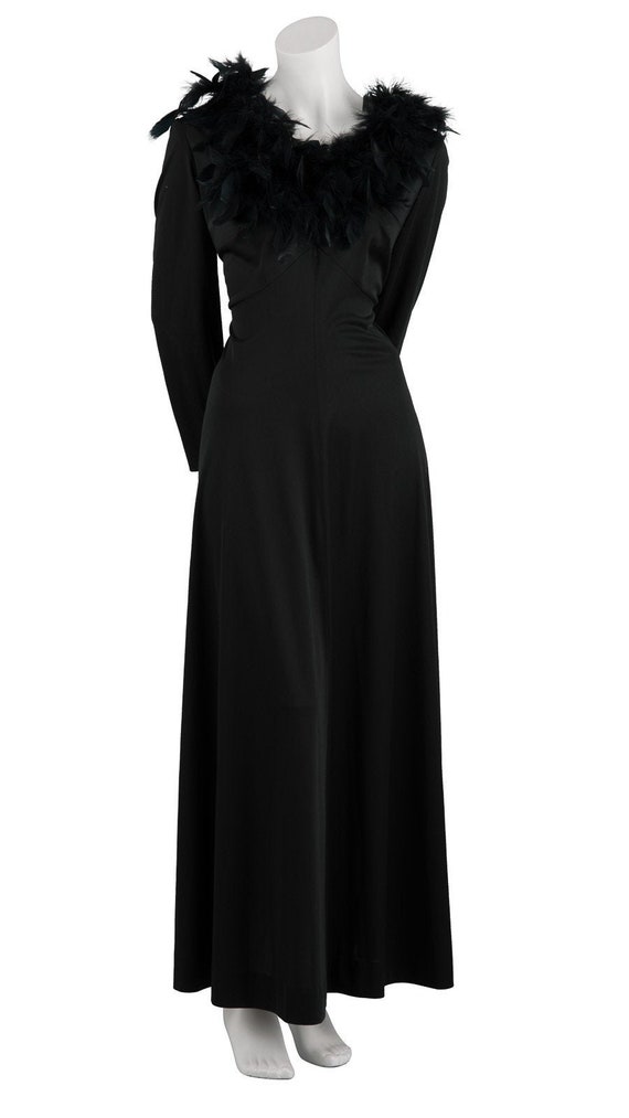 1960s Maxi Dress with Feather Trim