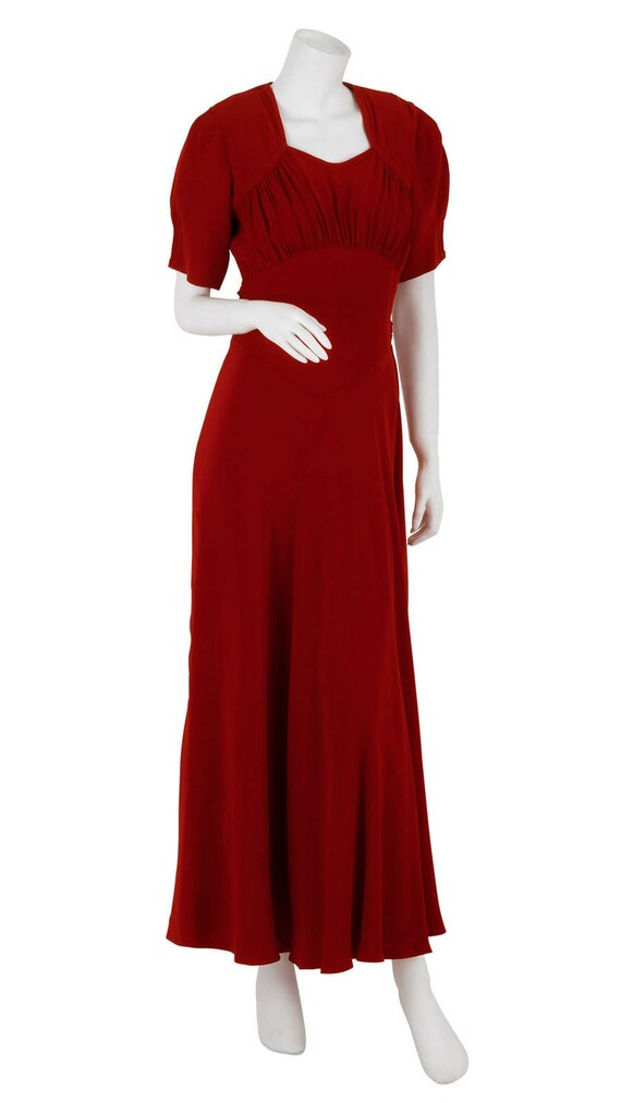 Floor-length 1930s Femme Fatale Red Evening Dress