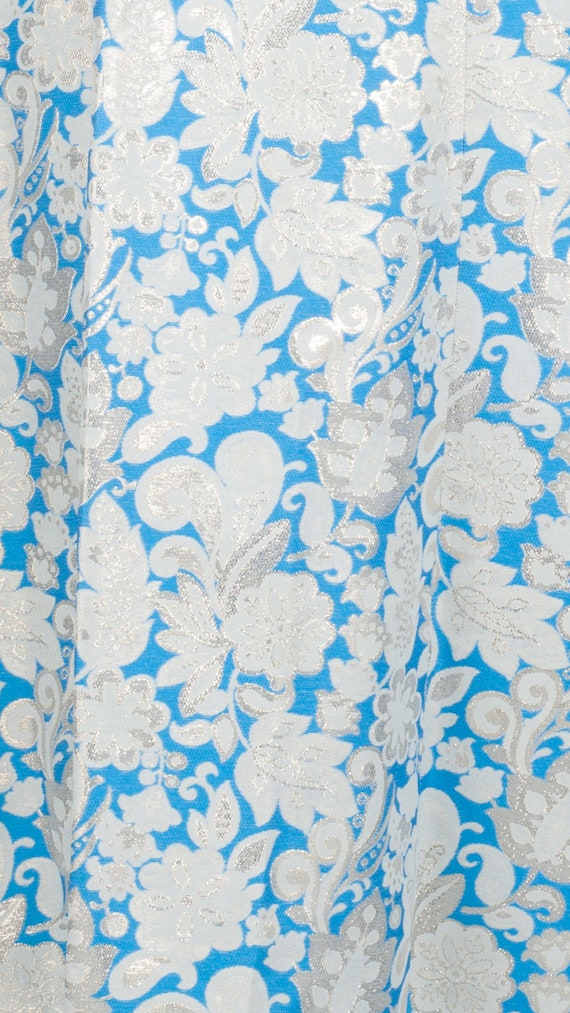 Stunning 1960s Maxi Dress in Metallic Blue Floral… - image 2