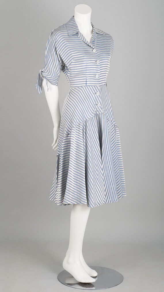 Luscious 1940s Striped Satin Dress - image 3