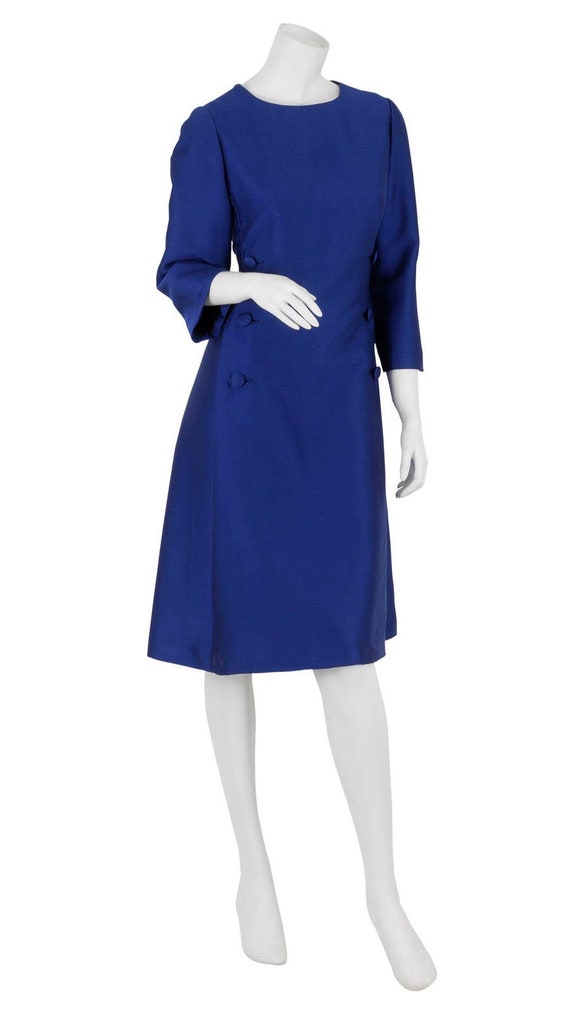 Exquisite Royal Blue 1960s Cocktail Dress - image 1