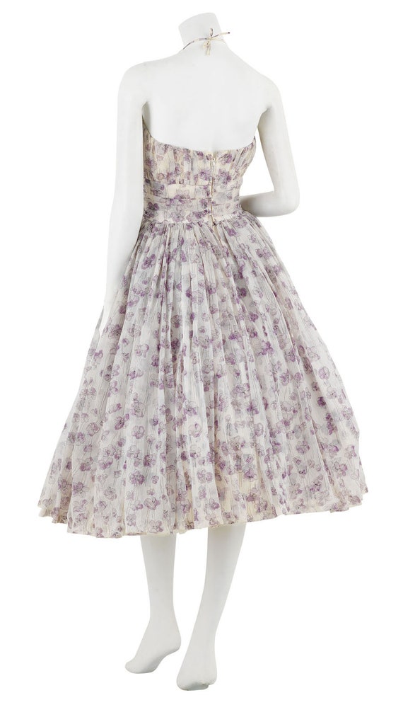 1950s Prom Dress in Lilac Floral Print - image 3