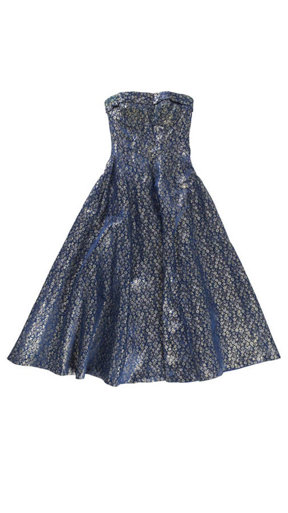Magnificent 1950s Blue Metallic Ballgown - image 4