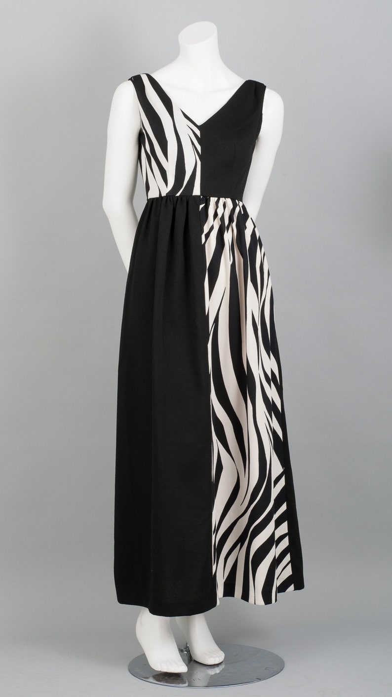 Disco 1970s Zebra-Print Sleeveless Maxi Dress image 3