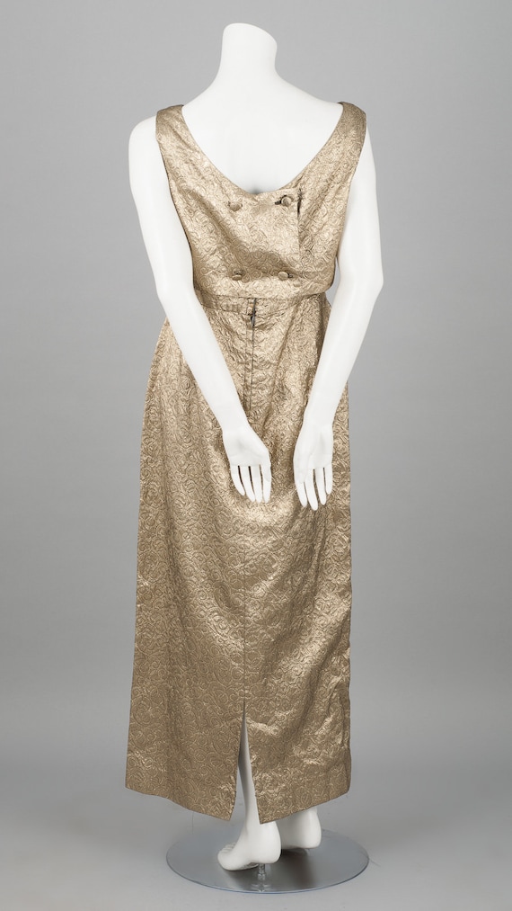 Lustrous Metallic 1960s Evening Gown in Gold Fabr… - image 3