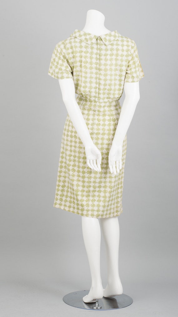 1960s Pale Green Houndstooth Check Dress - image 3