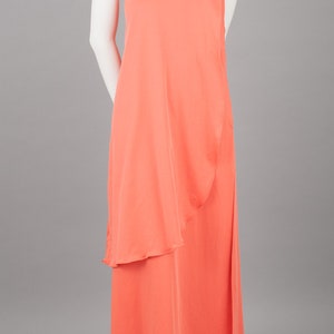 1970s Coral One-Shoulder Maxi Dress Size L image 2