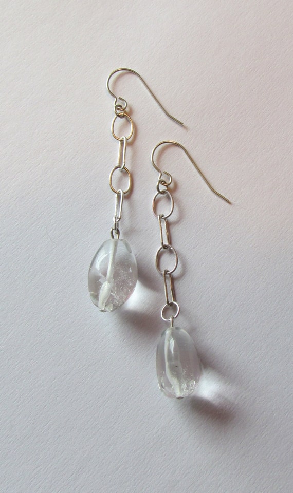 Sterling Silver and Clear Glass Bead Earrings | Etsy