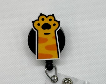 Retractable Badge Reel / ID Holder / Flair Button / Swivel Alligator Clip / Nurse Gift / Cat Badge Reel / Ginger Cat Toe Beans