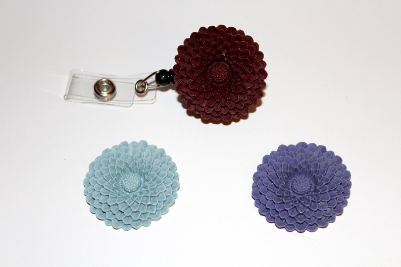 Retractable Badge Reel / ID Holder / Resin Flower / Swivel Etsy