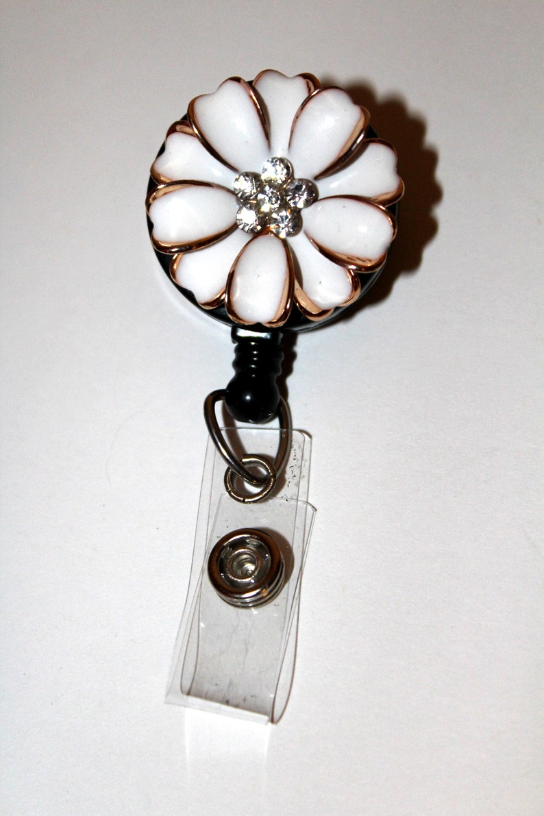 Retractable Badge Reel / ID Holder / Resin Flower / Swivel Etsy
