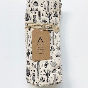 Cotton Canvas Apron Eco Friendly Hand Printed Unisex Desert Cactus Pattern image 6