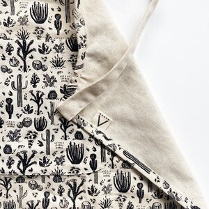 Cotton Canvas Apron Eco Friendly Hand Printed Unisex Desert Cactus Pattern image 5