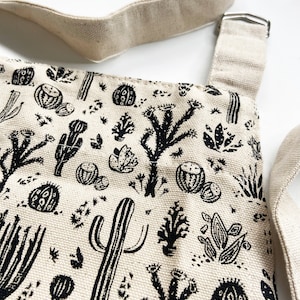 Cotton Canvas Apron Eco Friendly Hand Printed Unisex Desert Cactus Pattern image 4