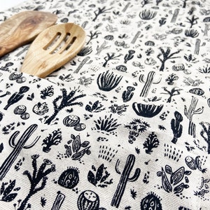 Cotton Canvas Apron Eco Friendly Hand Printed Unisex Desert Cactus Pattern image 3