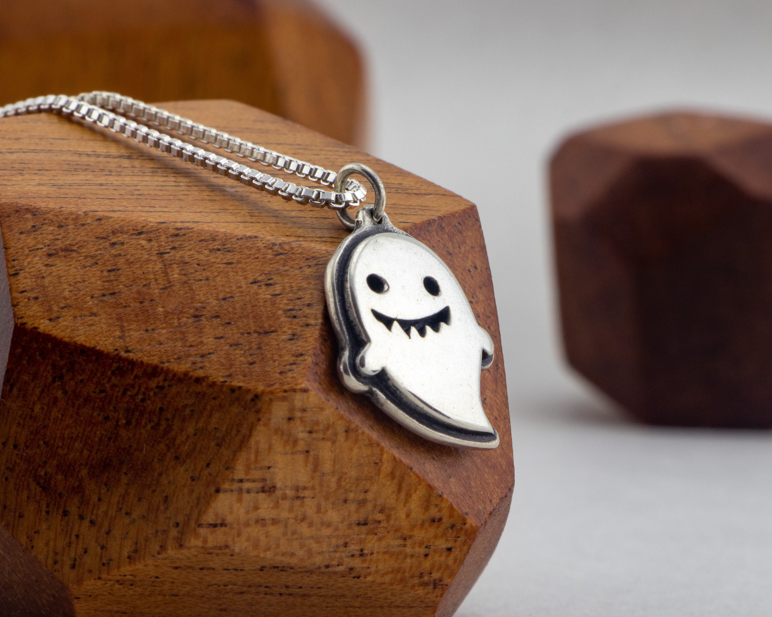 Spooky Ghost Necklace Sterling Silver 