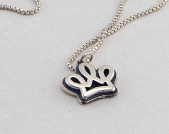 Collar con colgante de corona, moderno collar de corona grueso de plata de ley, regalo de joyería contemporánea para novia