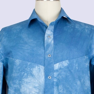 Get Noticed in The Graham Mens Shirt. Hand Dyed Egyptian Cotton, Vintage Buttons, Concealed Front Pockets. Perfect Boyfriend Gift Birthday . image 1