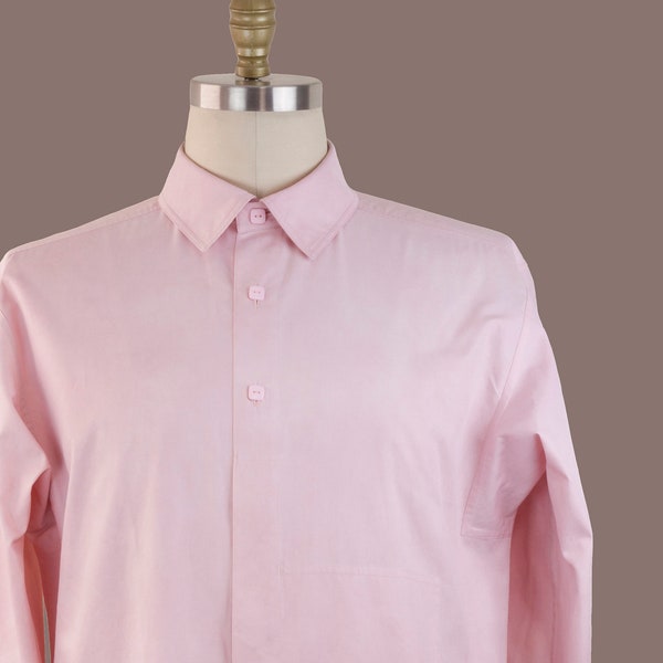 The Christopher Shirt the Perfect Romance Shirt. Pink Egyptian Cotton, Secret Front Pocket Square Armholes. Perfect Gift for Him Anniversary