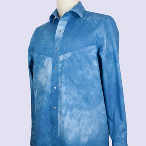 Get Noticed in The Graham Mens Shirt. Hand Dyed Egyptian Cotton, Vintage Buttons, Concealed Front Pockets. Perfect Boyfriend Gift Birthday . image 2