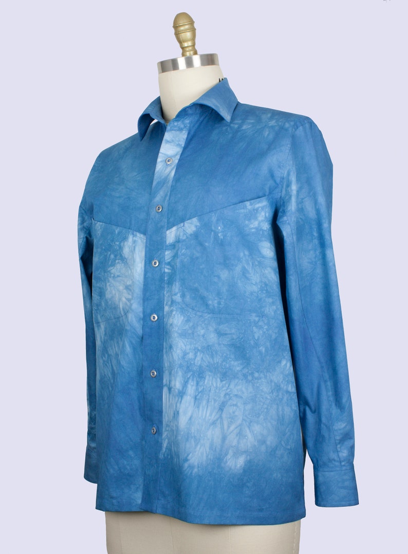 Get Noticed in The Graham Mens Shirt. Hand Dyed Egyptian Cotton, Vintage Buttons, Concealed Front Pockets. Perfect Boyfriend Gift Birthday . image 2