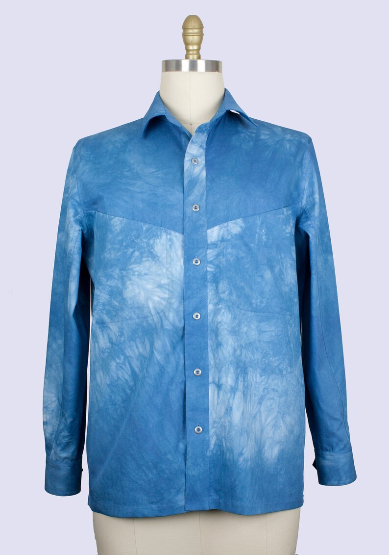 Get Noticed in The Graham Mens Shirt. Hand Dyed Egyptian Cotton, Vintage Buttons, Concealed Front Pockets. Perfect Boyfriend Gift Birthday . image 1