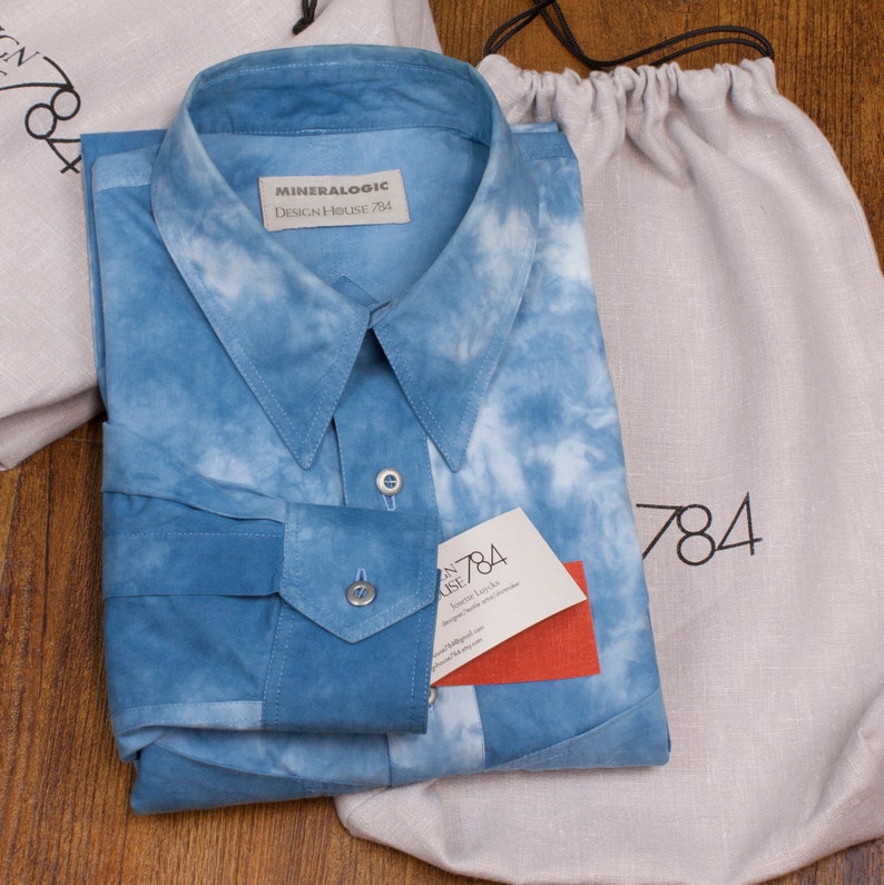 Get Noticed in The Graham Mens Shirt. Hand Dyed Egyptian Cotton, Vintage Buttons, Concealed Front Pockets. Perfect Boyfriend Gift Birthday . image 8