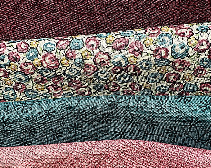 5 Quilters Fat Quarters, OOP Cotton, Rose Colored Fat Quarters, Tiny ...