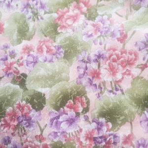 Hoffman Floral Fabric: Geraniums Screen Print, Quilting Cotton