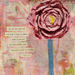 Bloom, 5x7 notecard of original painting and collage