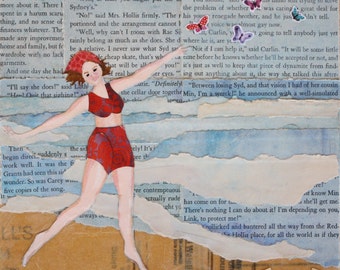 JOY, 8 x 8 print of original mixed-media painting and collage