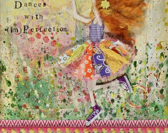 She Dances, 8x10 print of original mixed-media painting and collage