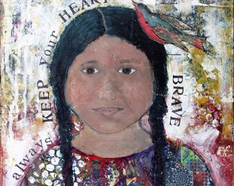 Brave Heart, 8x10 print of original mixed-media collage