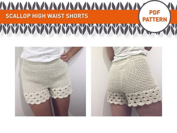 Scallop High Waist Shorts Pdf Crochet Pattern Etsy