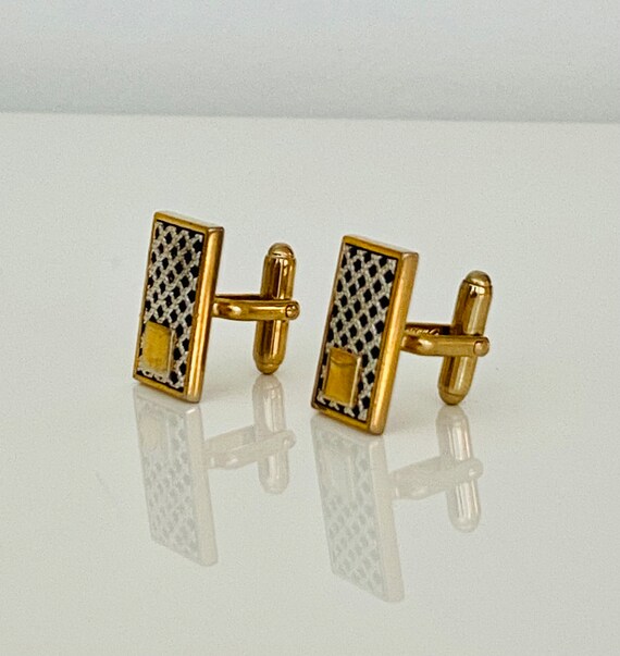 Vintage Gold Tone Abstract Cuff Links
