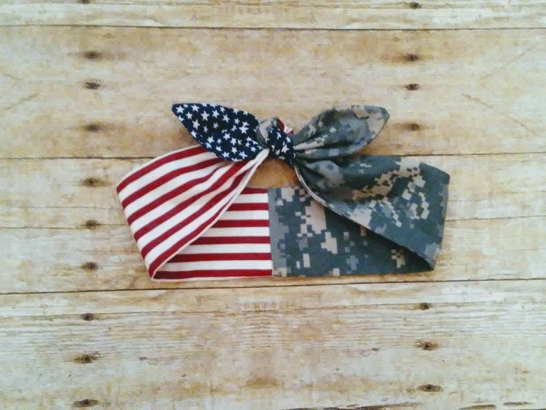 Military Army Headband Bandana Knot Hair Tie Rosie the Riveter | Etsy
