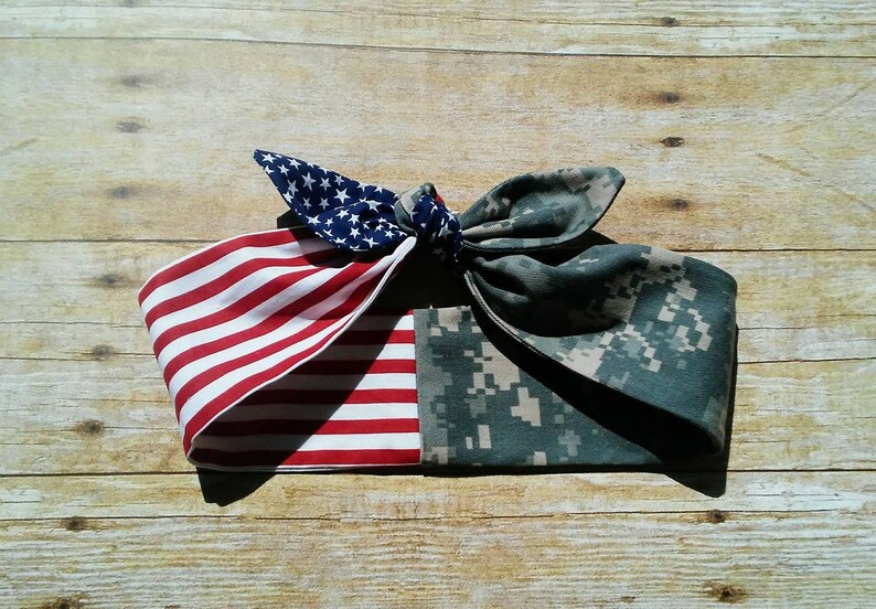 Military Army Headband Bandana Knot Hair Tie Rosie the Riveter | Etsy